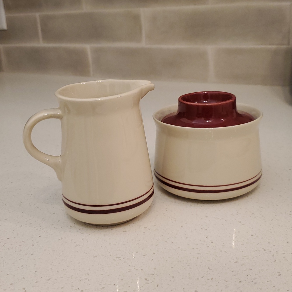 Epoch Vintage MCM Creamer and Sugar Bowl with Lid Korea